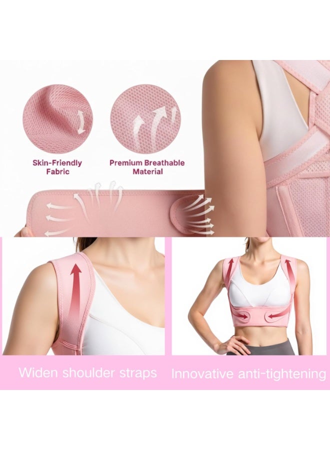 مشَدّ ظهر لتصحيح القامة للنساء - حمالات صدر قابلة للتعديل لدعم الجزء العلوي من الجسم للرقبة والكتف والظهر - مصحح قامة مريح مخفي تحت الملابس لتقويم الانحناء المتدلي (متوسط) - Image 5